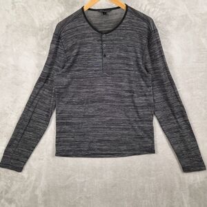 John Varvatos Henley Pullover Top Men Medium Gray Stretch Preppy Comfort‎ Size L